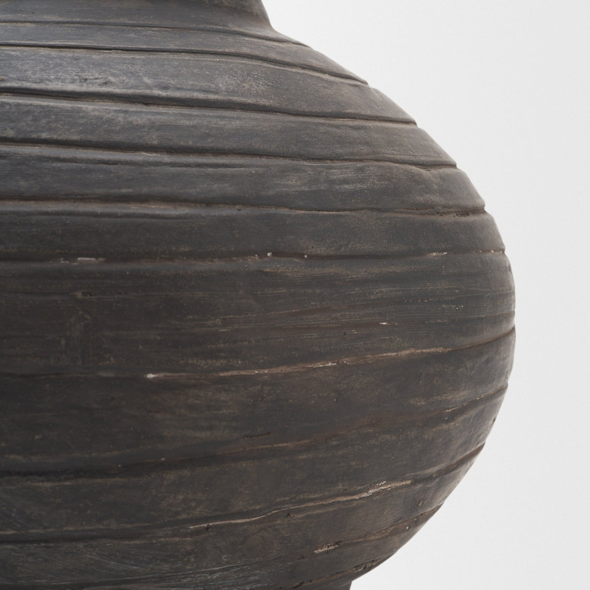 Sironi Black Terracotta Ribbed Decorative Vase from Mercana - Luna Furniture