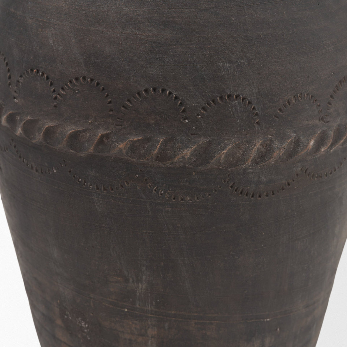 Creta Black Scalloped Terracotta Planter Vase from Mercana - Luna Furniture
