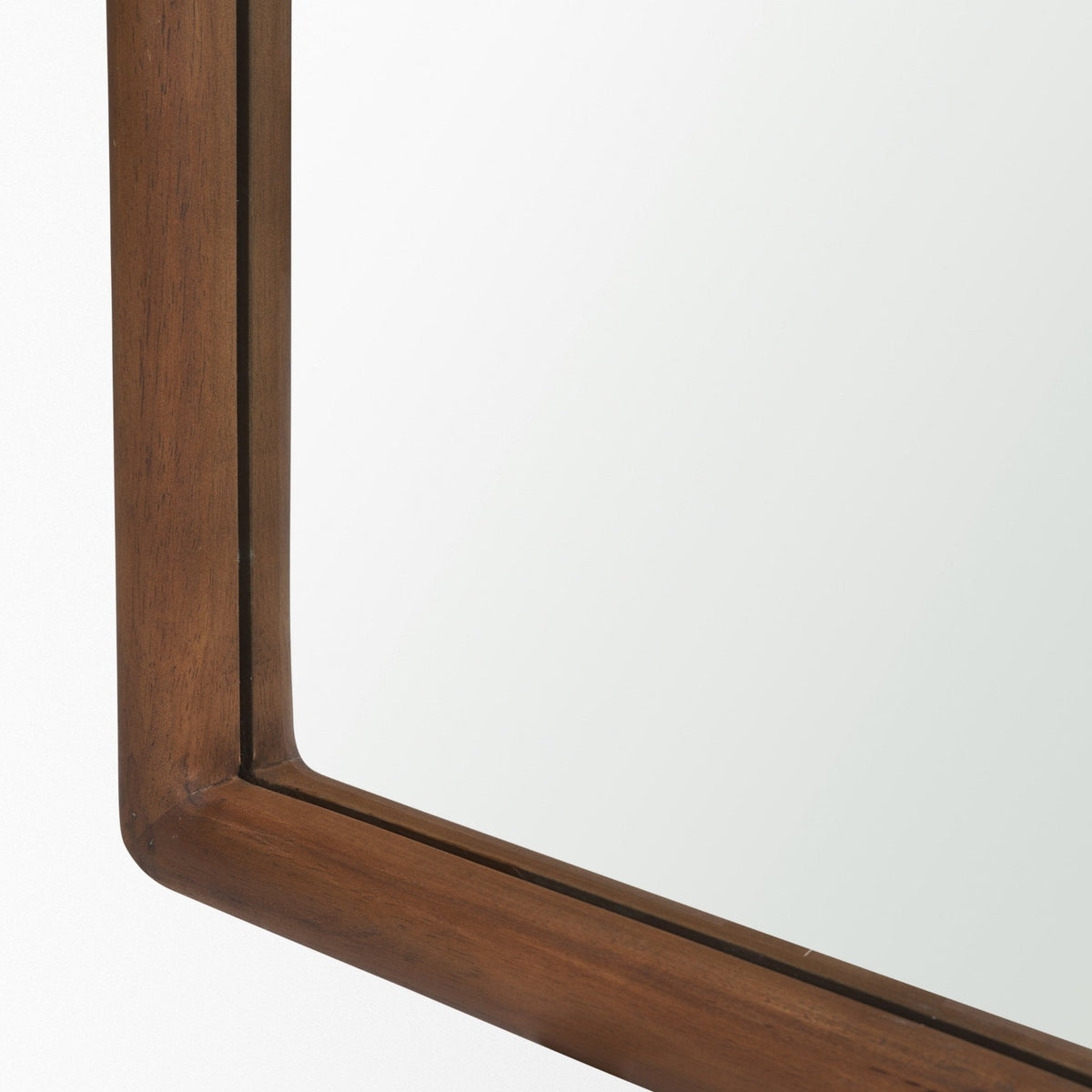 Durham Medium Brown Wood Framed Arched Floor Mirror