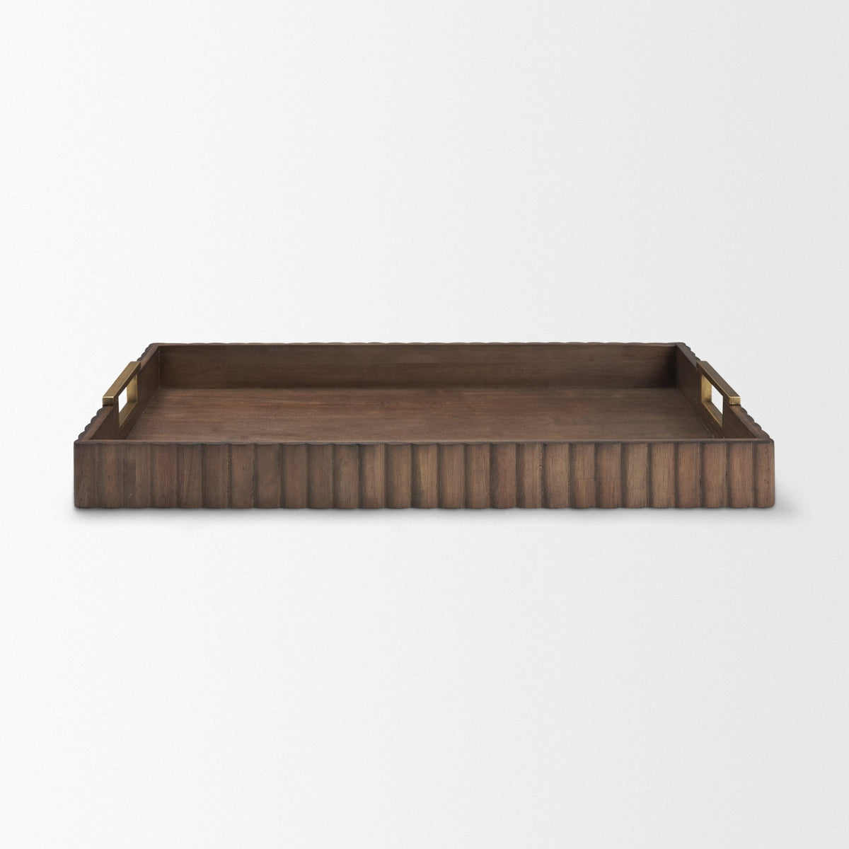 Strata Fluted Brown Walnut Wooden Decortative Tray