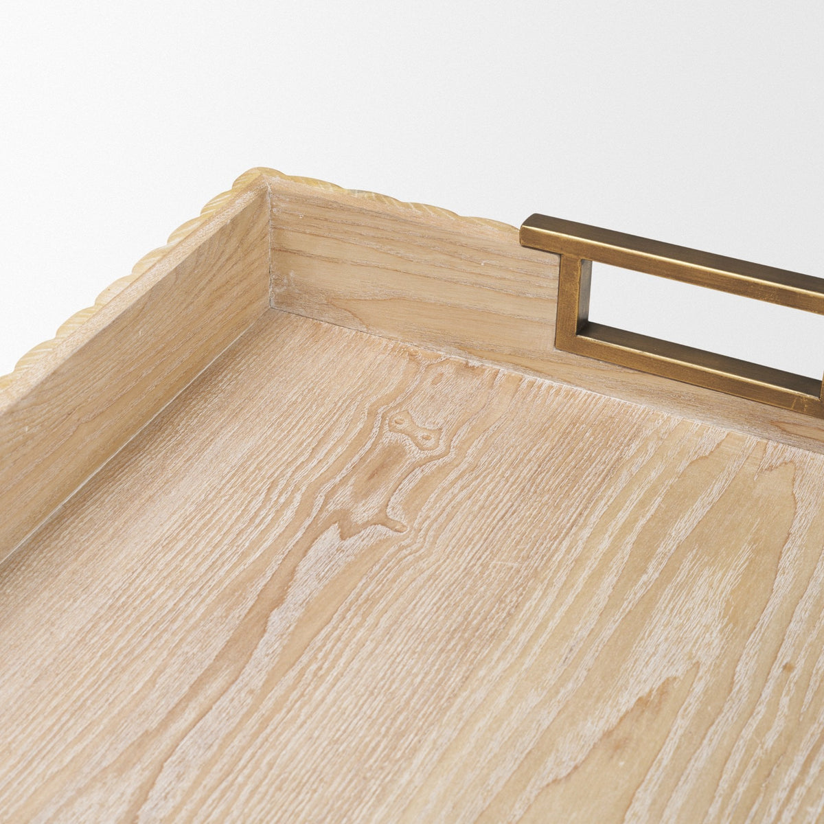 Strata Fluted White-Washed Wooden Decortative Tray
