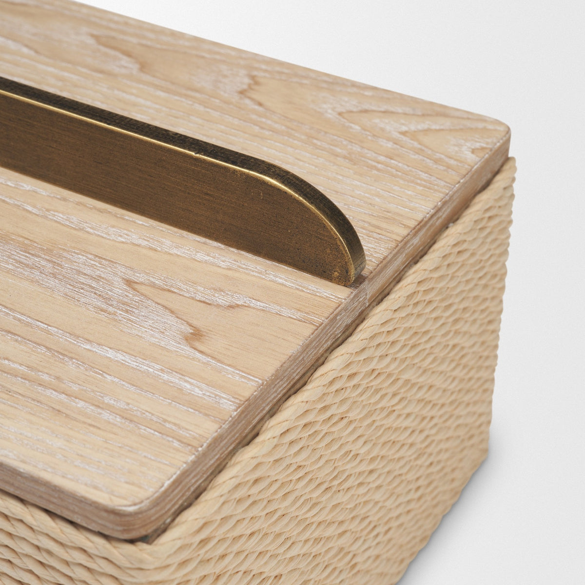 Chord Woven White-Washed w/ Brass Handle Decorative Box Set from Mercana - Luna Furniture