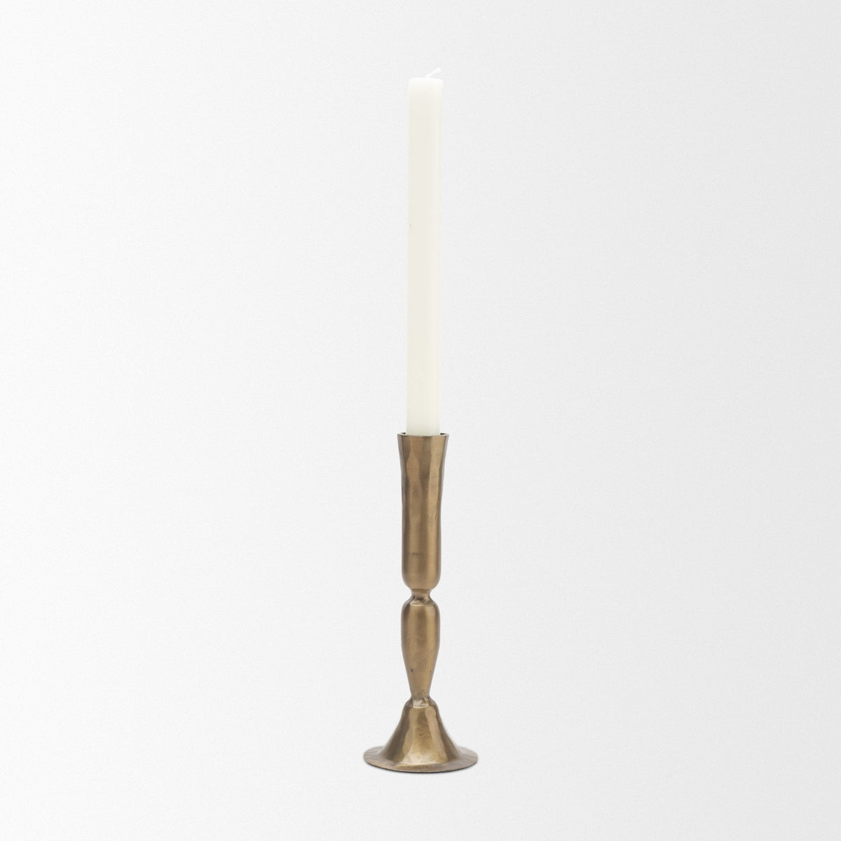 Whitlock Large Antique Brass Metal Taper Candle Holder