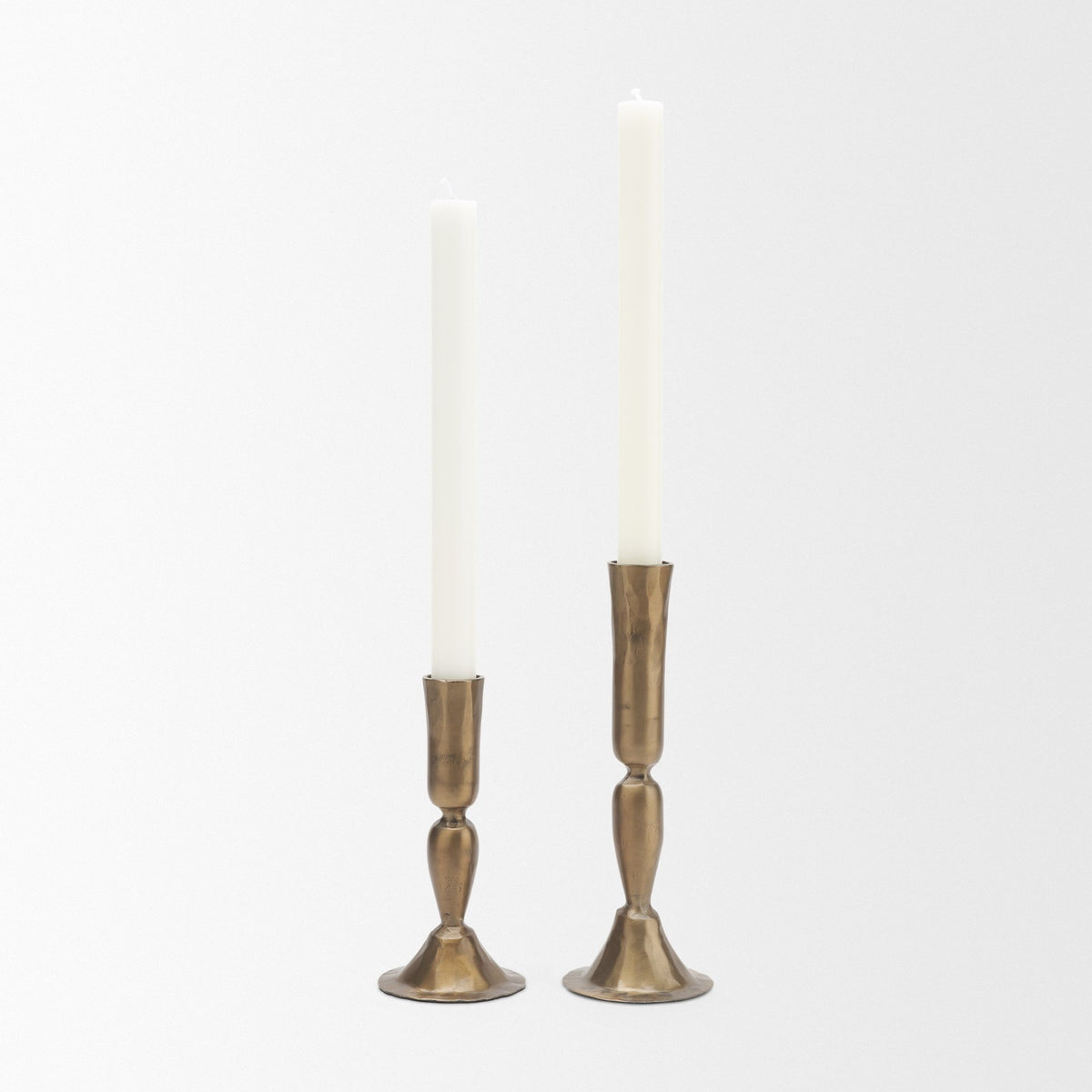 Whitlock Large Antique Brass Metal Taper Candle Holder