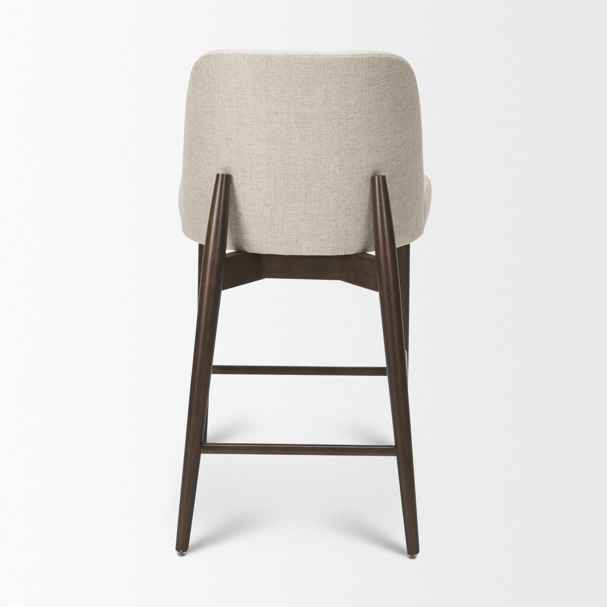 Abbie Curved Back Counter Stool | Oatmeal Fabric w/ Dark Brown Wood from Mercana - Luna Furniture
