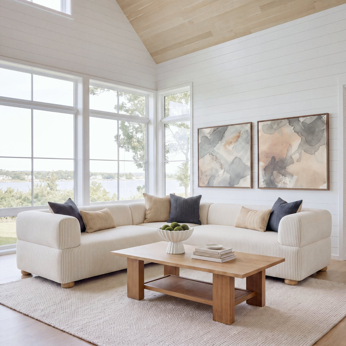 Warner Stripe 3 Piece Sofa Set w/S Corner Piece from Mercana - Luna Furniture