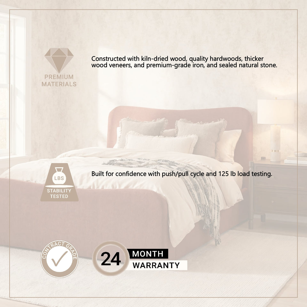 Solene Queen Upholstered Bedframe w/ Footbed | Curved Headboard | Burgundy Fabric from Mercana - Luna Furniture