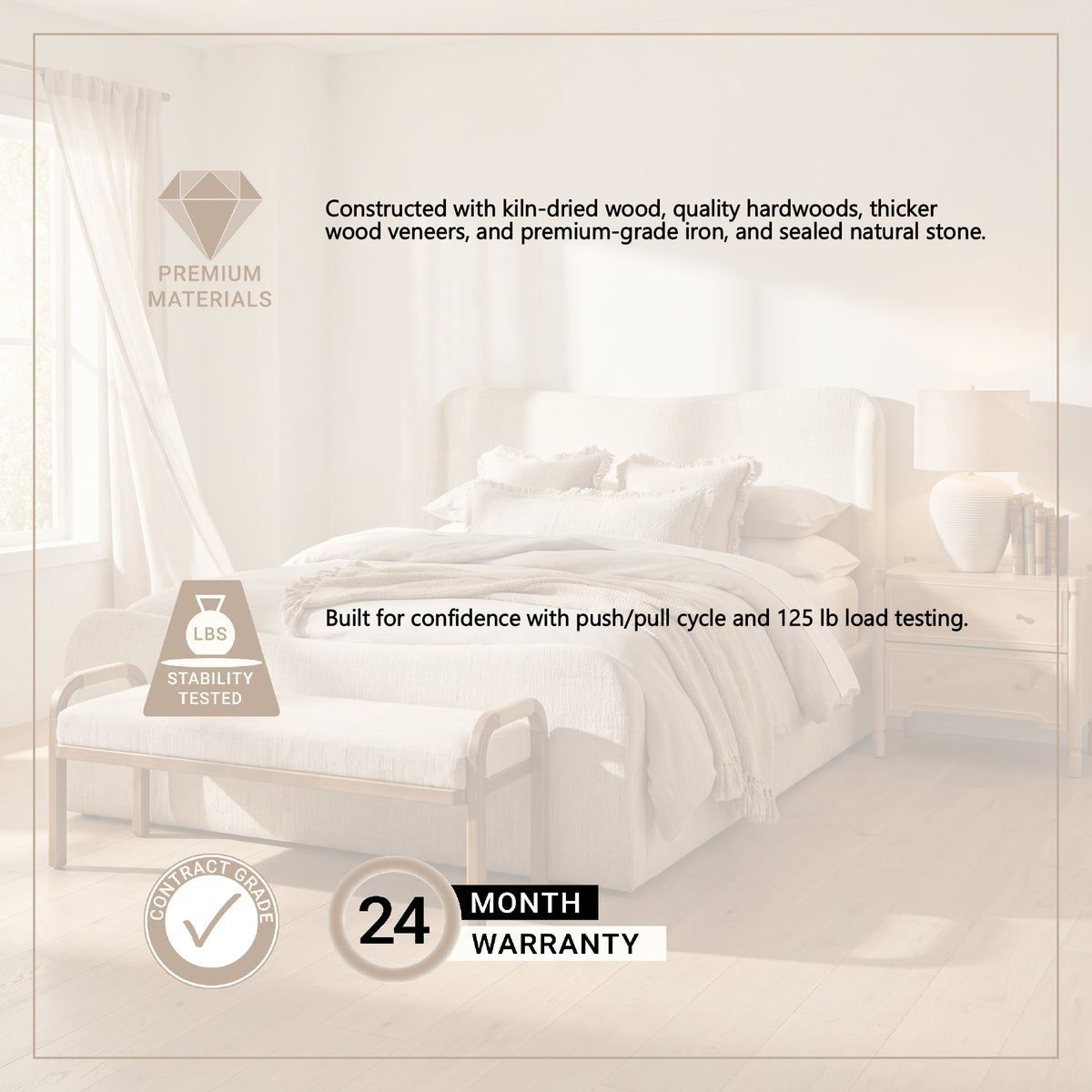 Solene Queen Upholstered Bedframe w/ Footbed | Curved Headboard | Oatmeal Fabric from Mercana - Luna Furniture