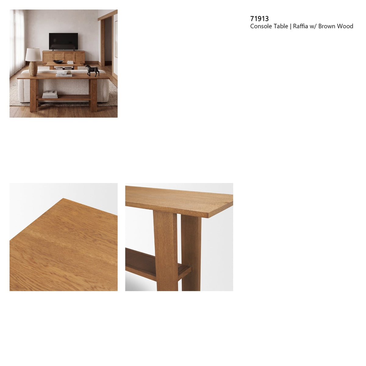 Carmel Console Table | Raffia w/ Brown Wood from Mercana - Luna Furniture