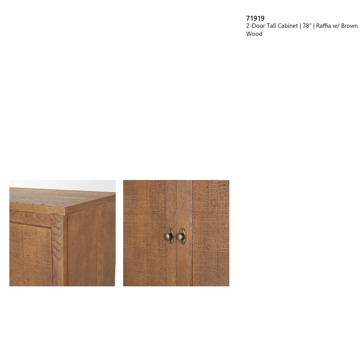 Carmel 2-Door Tall Cabinet | 78" | Raffia w/ Brown Wood from Mercana - Luna Furniture