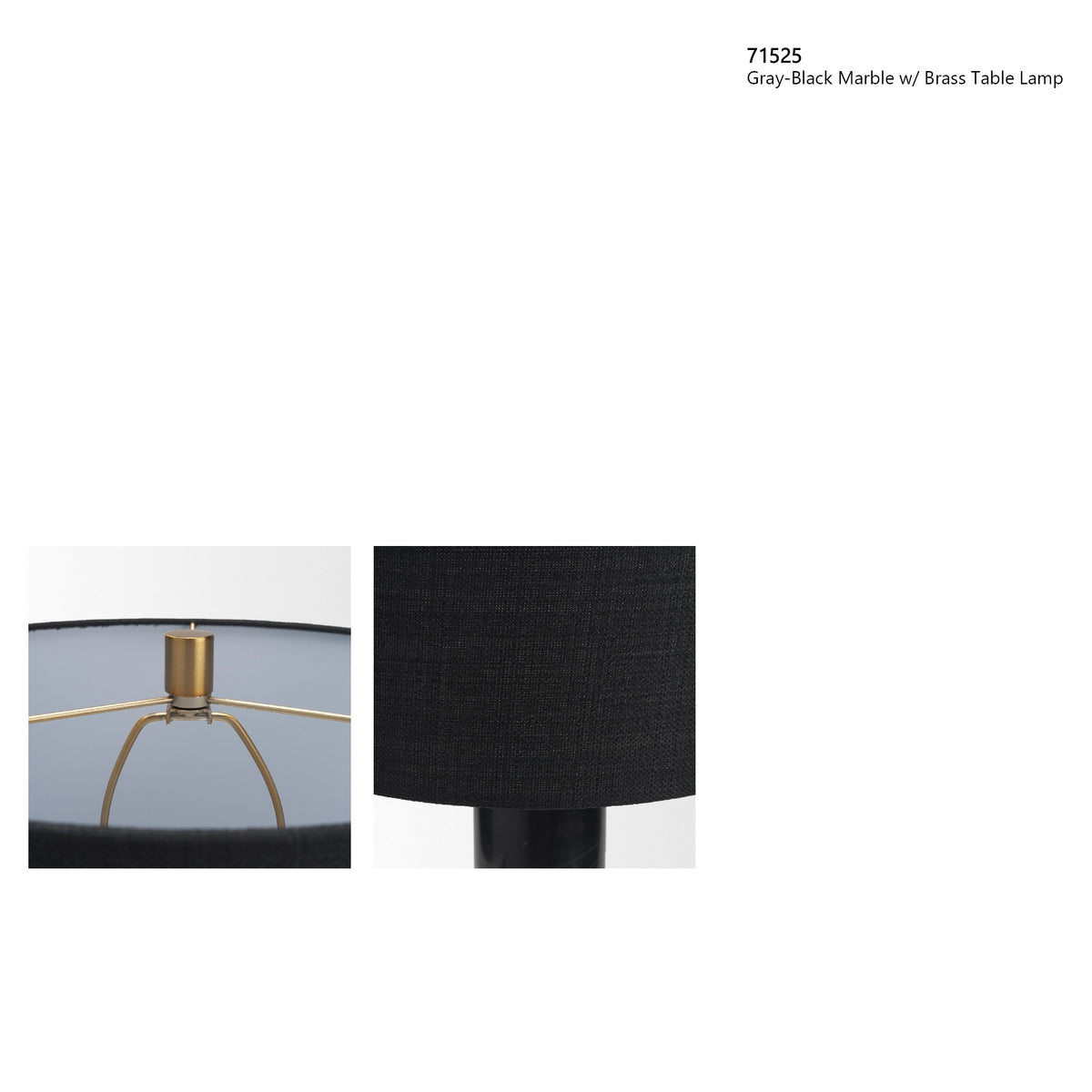 Aura Gray-Black Marble w/ Brass Table Lamp