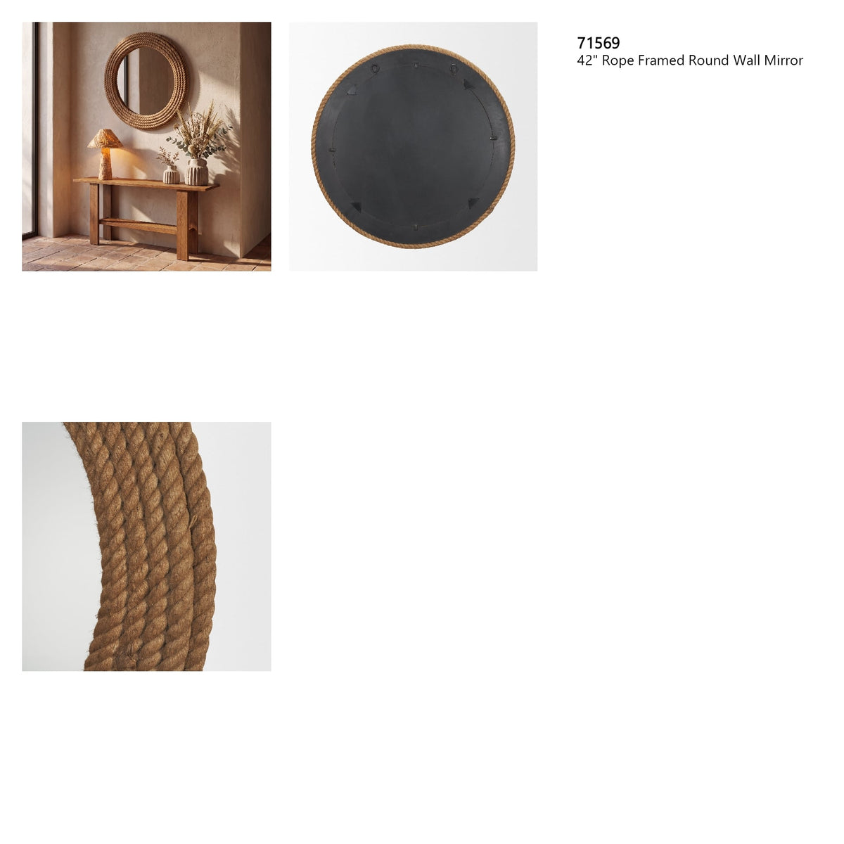 Kova 42" Rope Framed Round Wall Mirror from Mercana - Luna Furniture