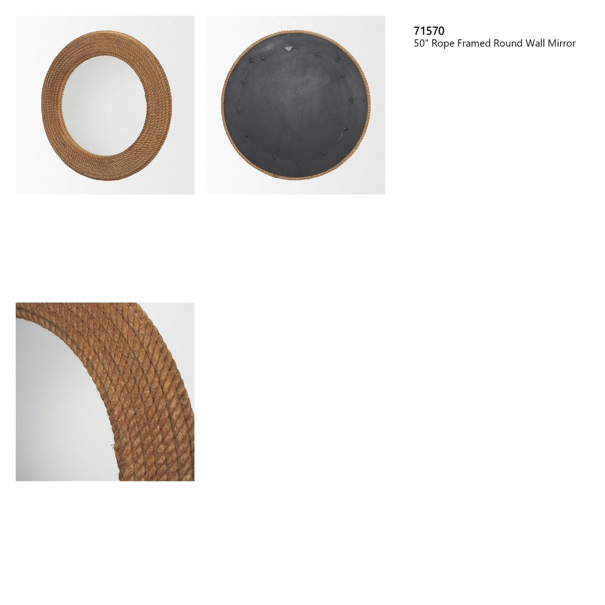 Kova 50" Rope Framed Round Wall Mirror from Mercana - Luna Furniture