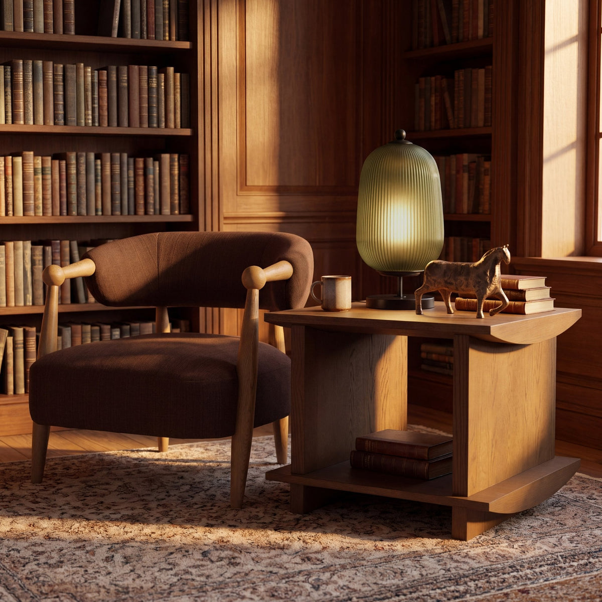 Lewis Mocha Fabric w/ Brown Wood Open Back Accent Chair from Mercana - Luna Furniture