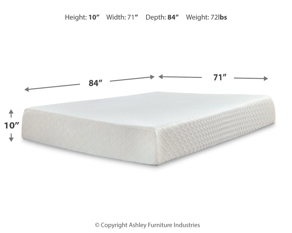 10 Inch Chime Memory Foam Mattress with Adjustable Base in White from Ashley - Luna Furniture