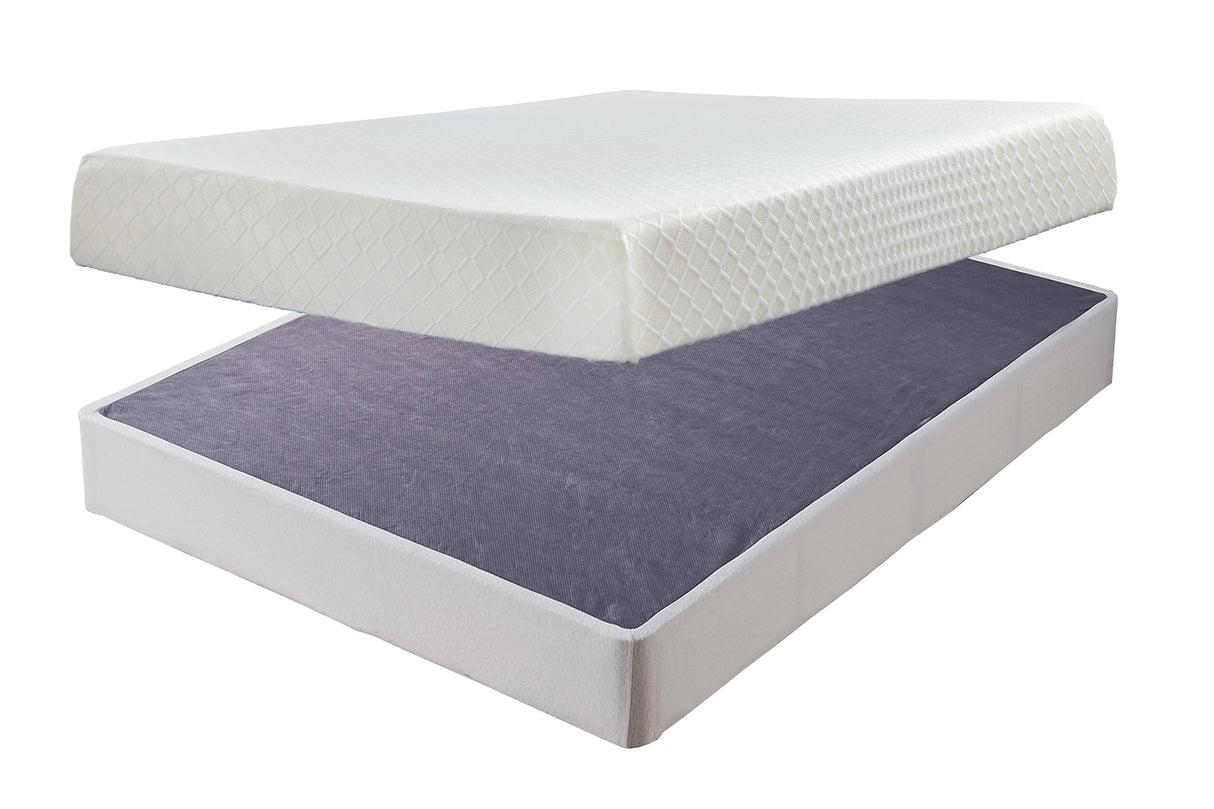 10 Inch Chime Memory Foam Mattress with Foundation in White from Ashley - Luna Furniture