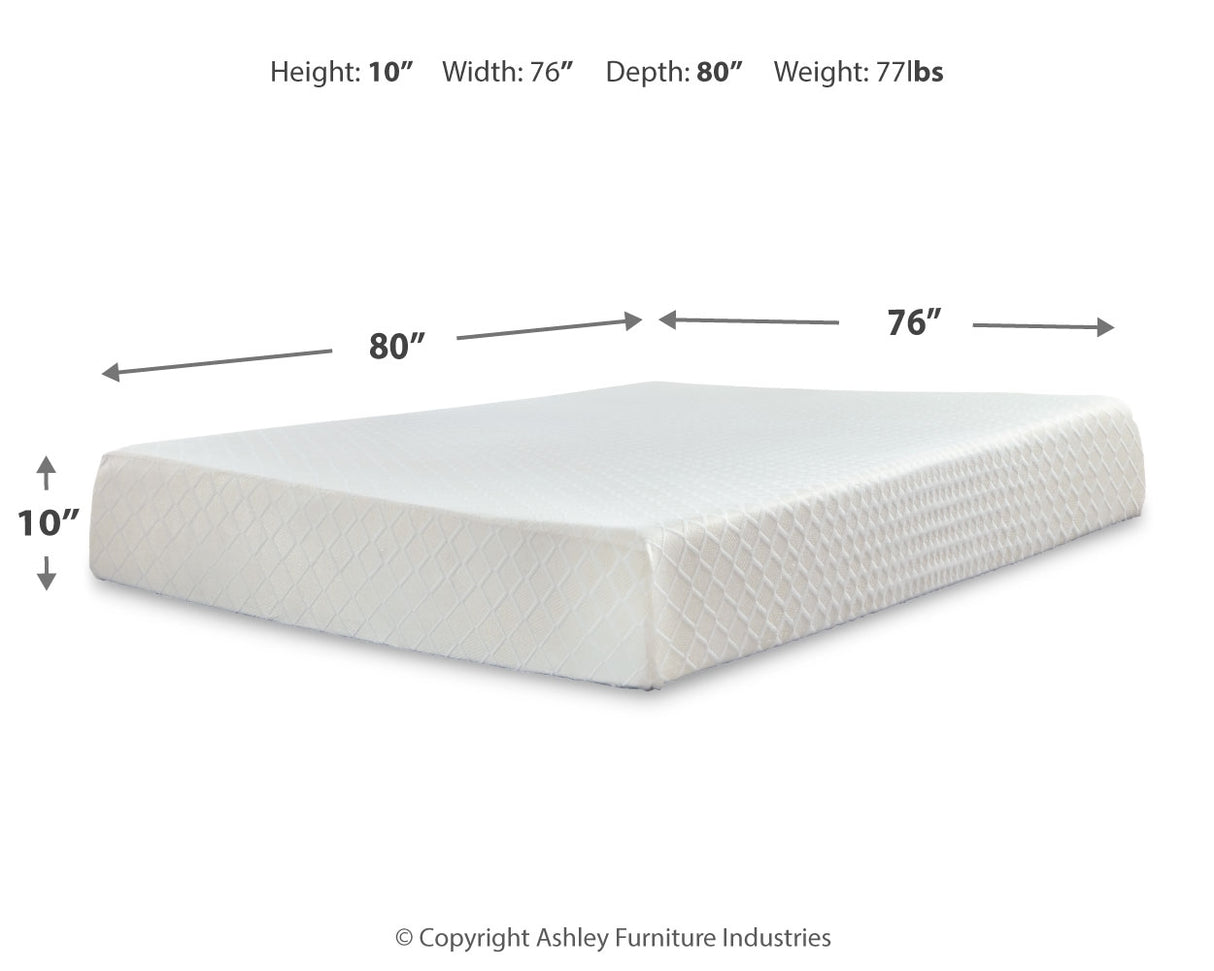 10 Inch Chime Memory Foam White King Mattress and Foundation from Ashley - Luna Furniture