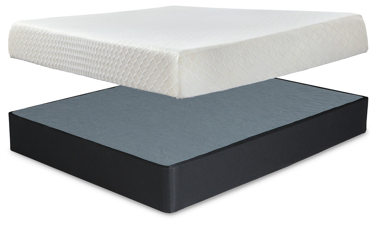 10 Inch Chime Memory Foam White King Mattress and Foundation from Ashley - Luna Furniture
