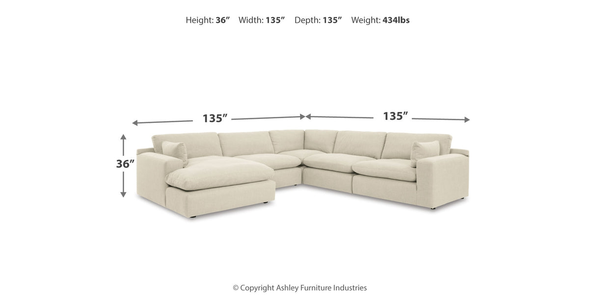 Elyza Linen 5-Piece Sectional with Ottoman from Ashley Furniture - Luna Furniture
