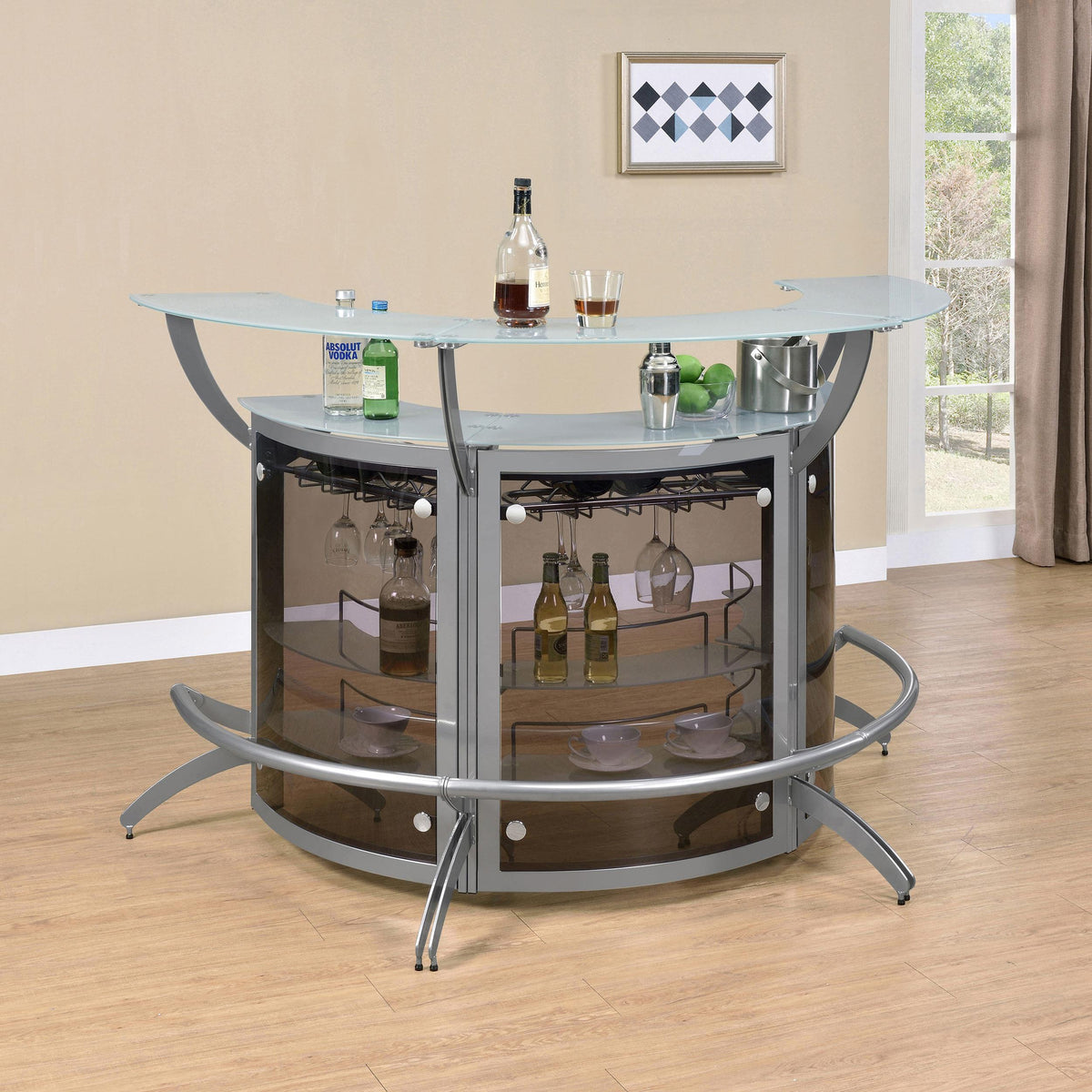Dallas Smoked and Silver Bar Unit from Coaster - Luna Furniture
