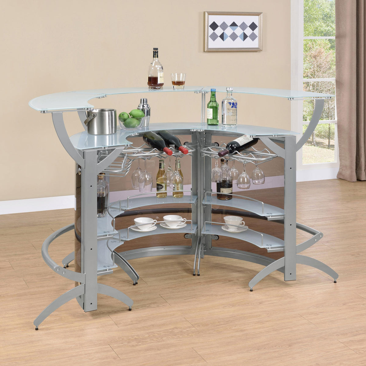 Dallas Smoked and Silver Bar Unit from Coaster - Luna Furniture