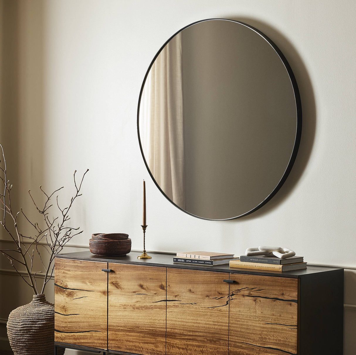 Bellvue Round Mirror in Rustic Black from Four Hands - Luna Furniture