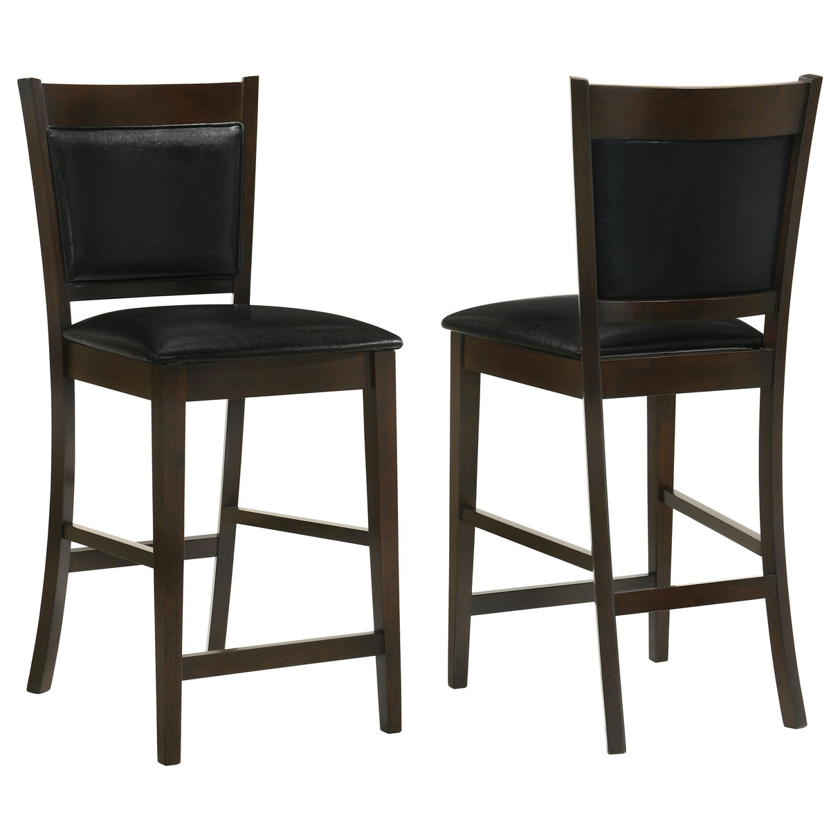 Jaden Black and Espresso Upholstered Counter Height Stools, Set of 2 from Coaster - Luna Furniture