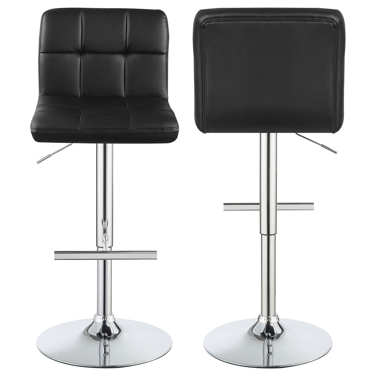 Lenny Black Upholstered Adjustable Bar Stool, Set of 2 from Coaster - Luna Furniture