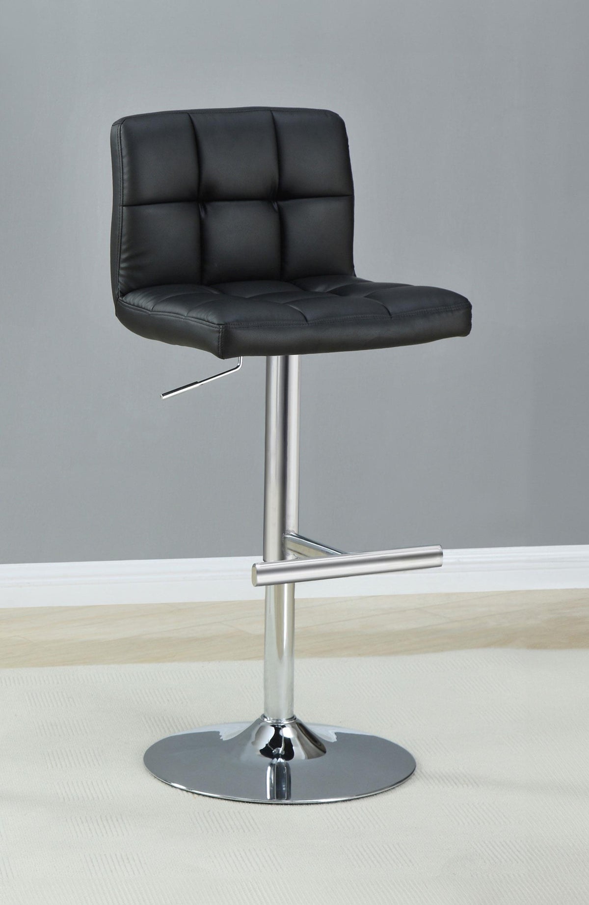 Lenny Black Upholstered Adjustable Bar Stool, Set of 2 from Coaster - Luna Furniture