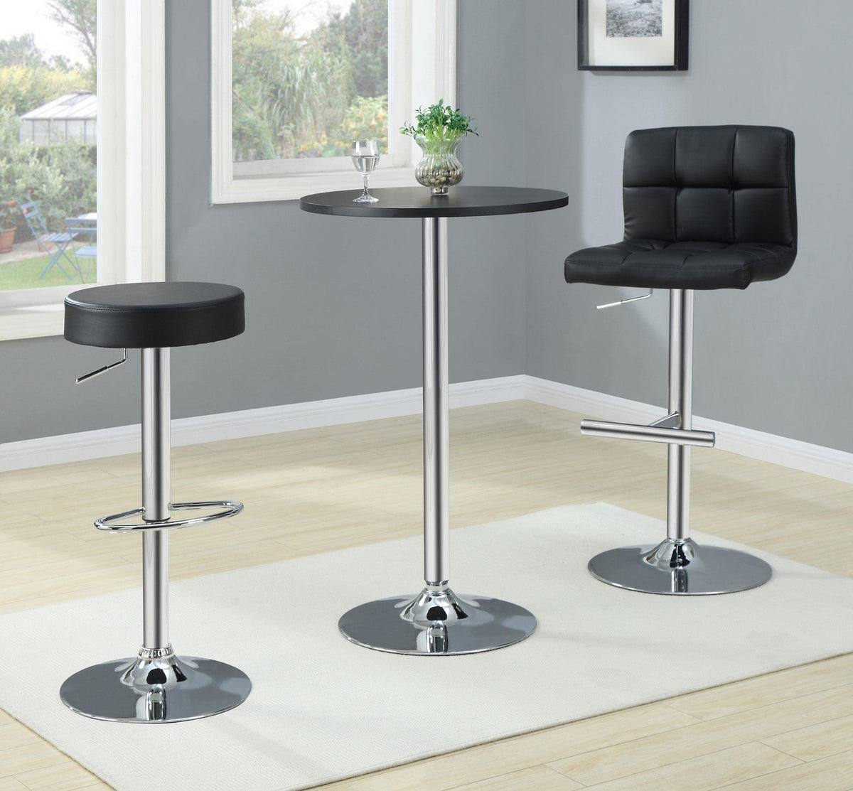 Lenny Black Upholstered Adjustable Bar Stool, Set of 2 from Coaster - Luna Furniture
