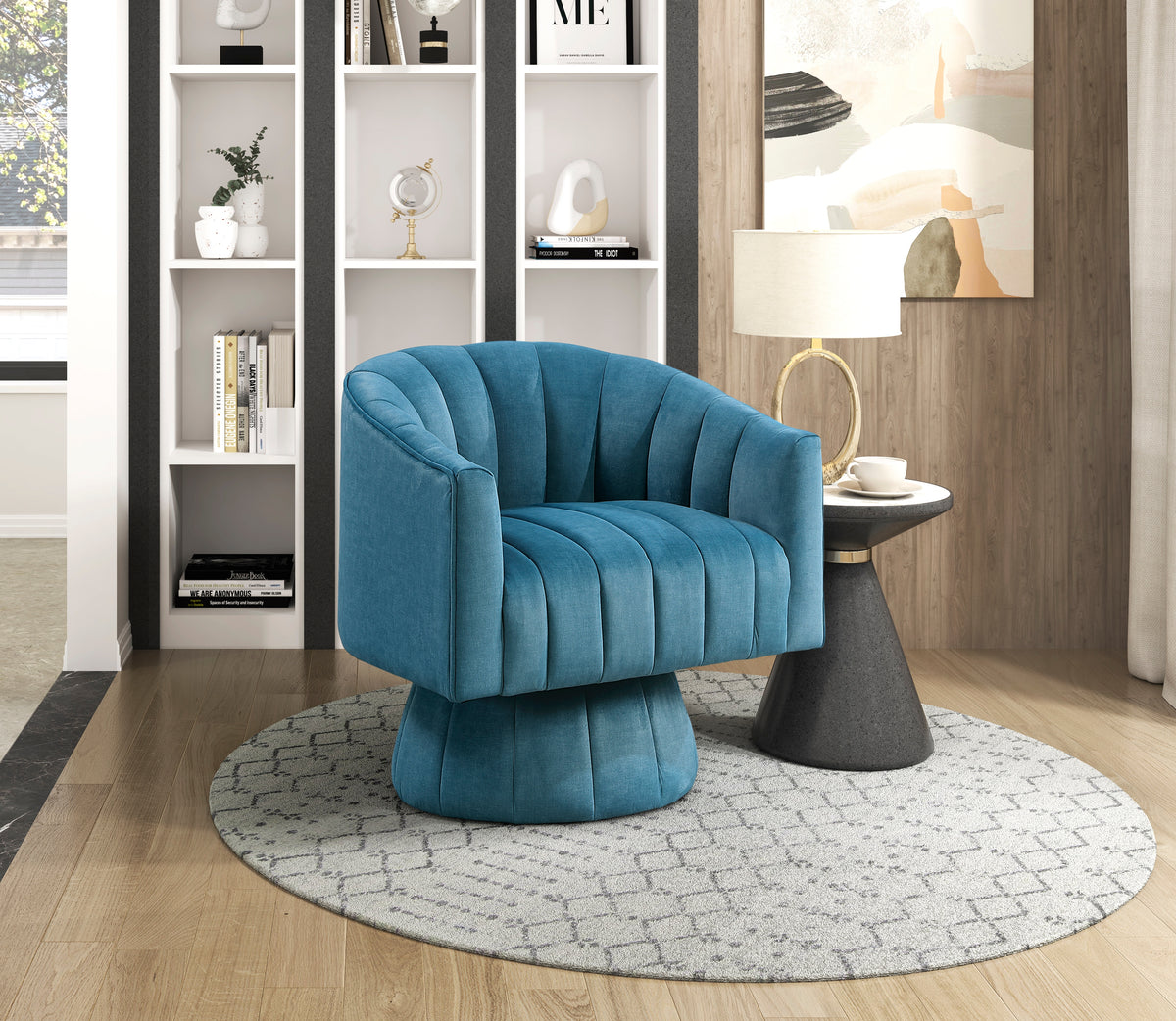 Bristol Dark Teal Swivel Chair from Homelegance - Luna Furniture