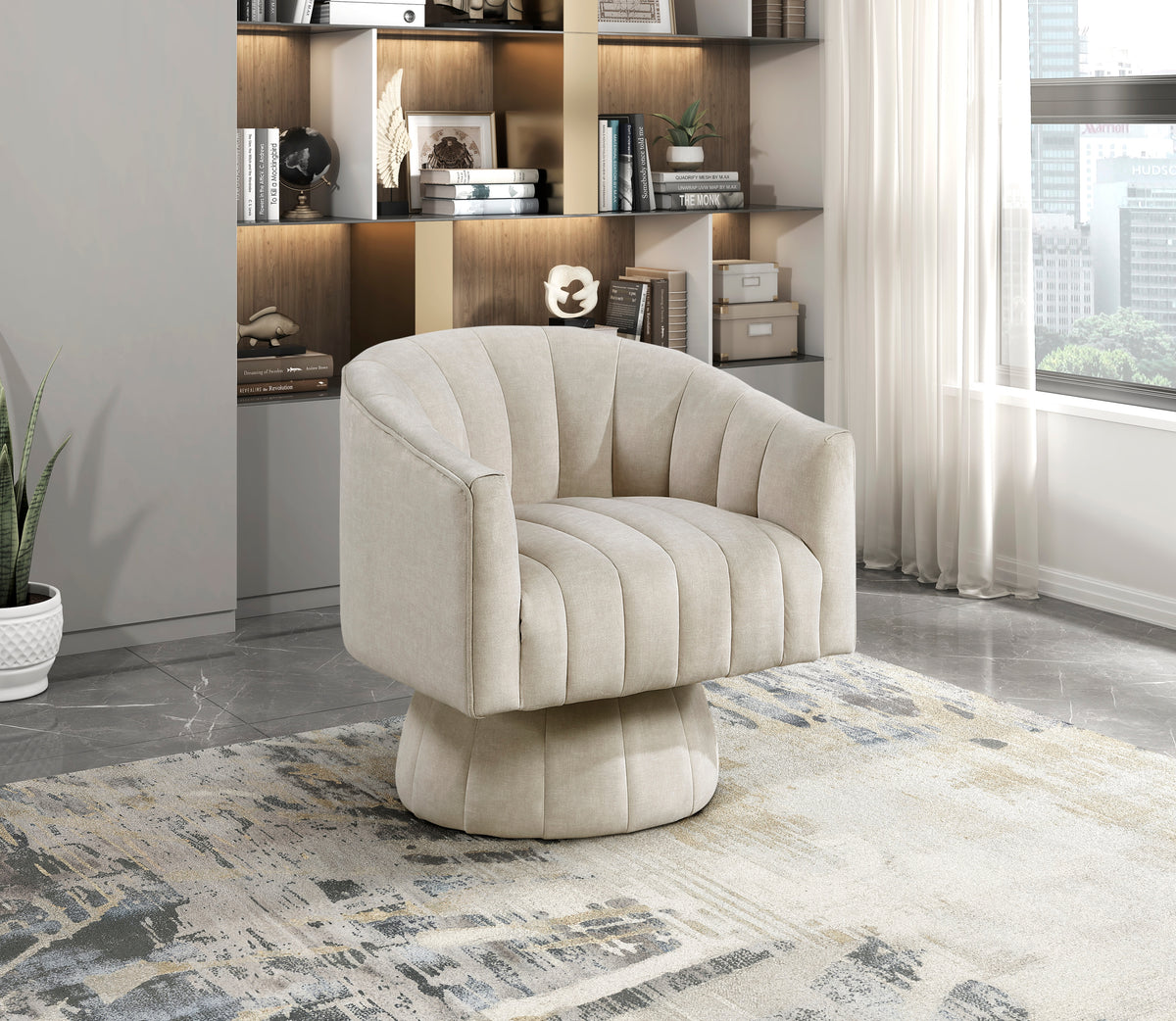 Bristol Taupe Swivel Chair from Homelegance - Luna Furniture