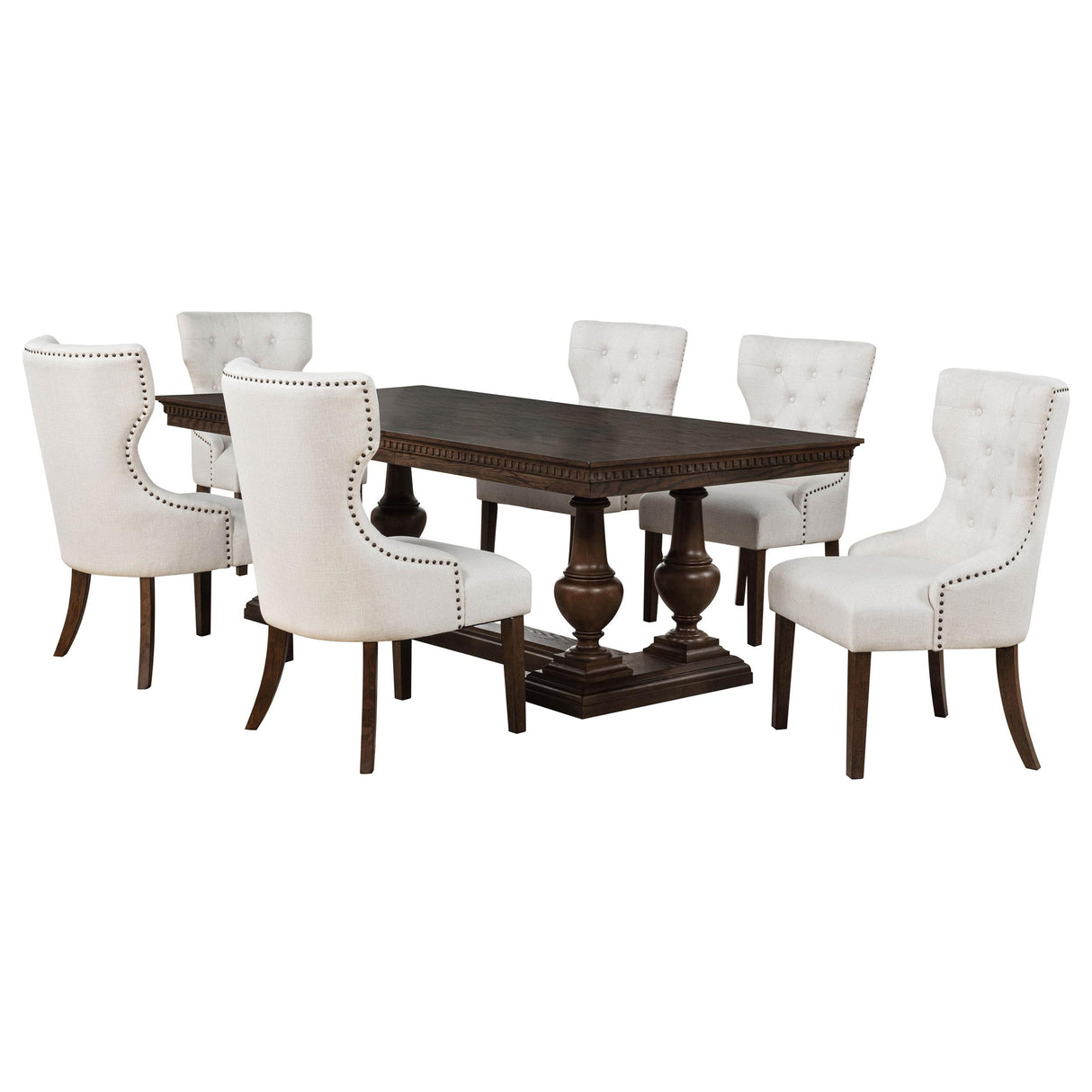 Ridgewell Dark Oak 7-piece Rectangular Trestle Dining Set from Coaster - Luna Furniture