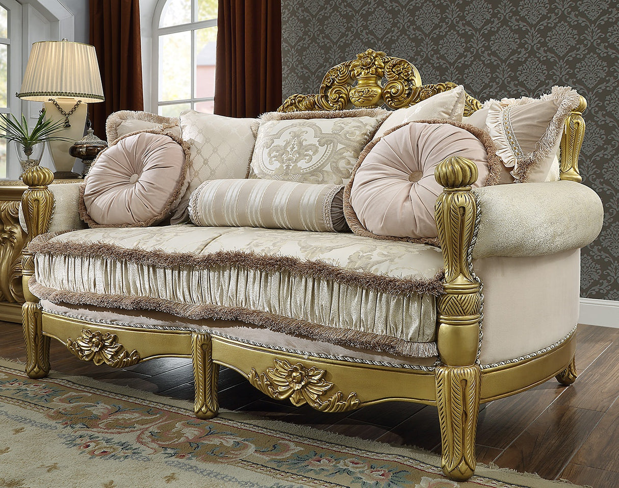 HD-105 Metallic Bright Gold Loveseat from Homey Design - Luna Furniture