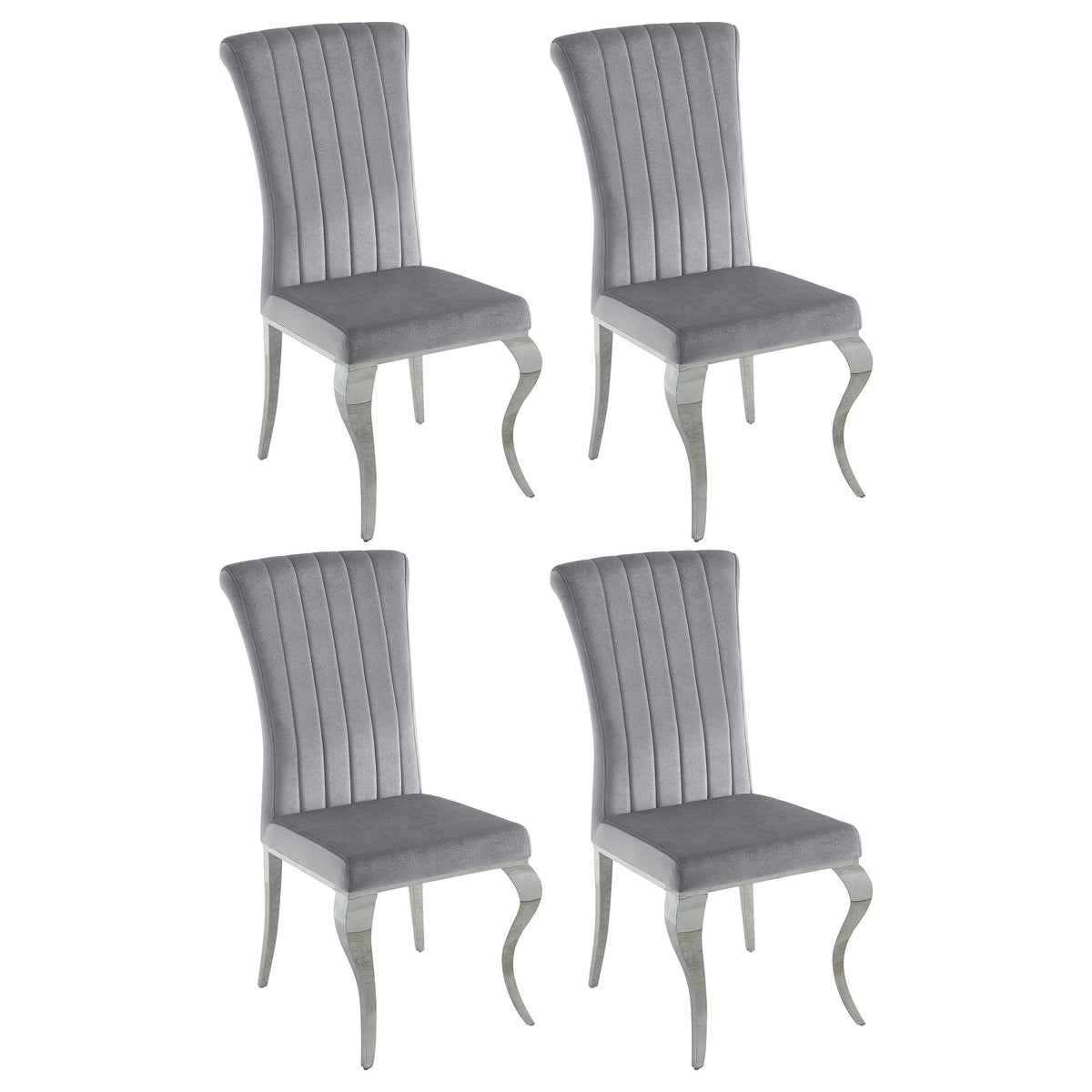 Betty Gray and Chrome Upholstered Side Chairs, Set of 4 from Coaster - Luna Furniture