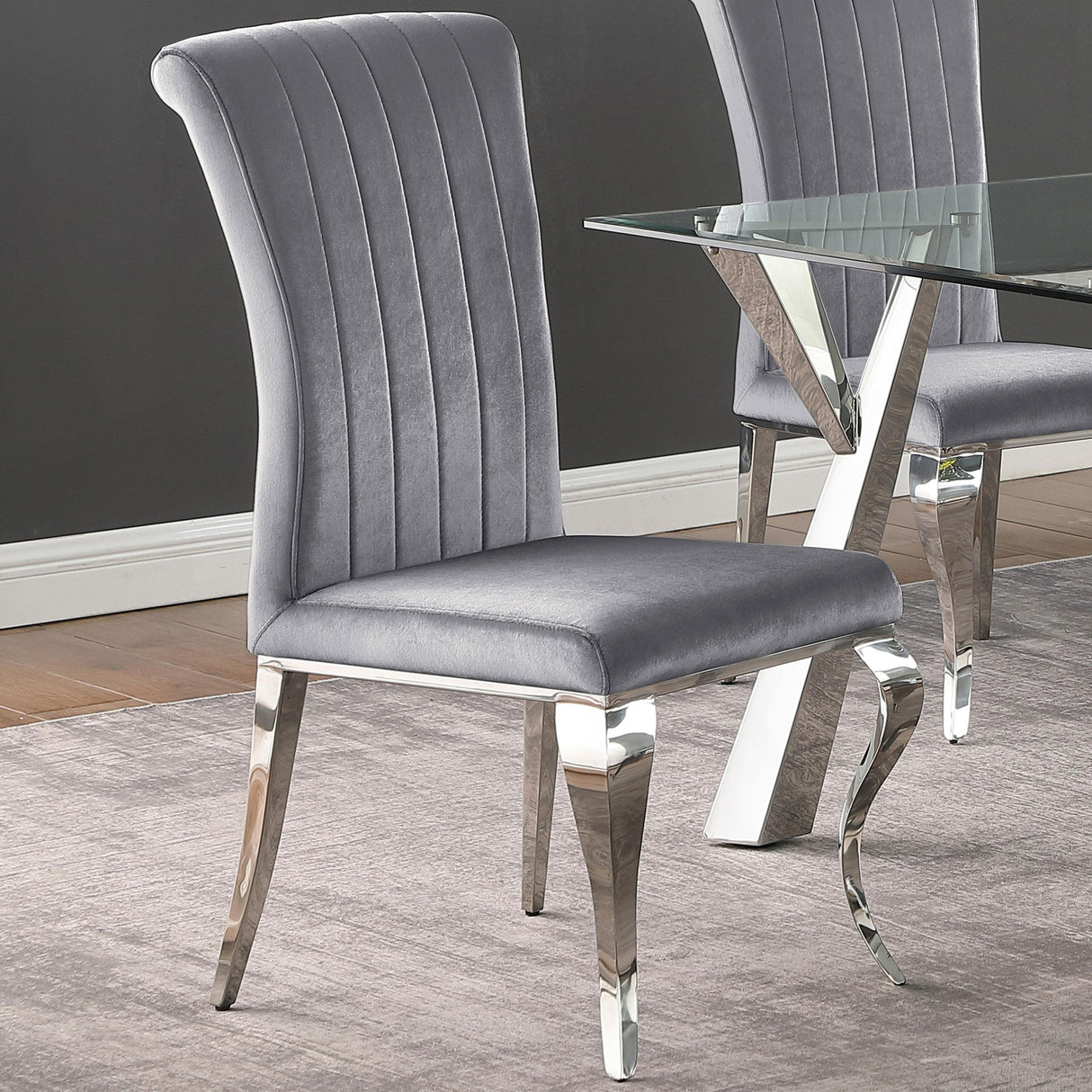 Betty Gray and Chrome Upholstered Side Chairs, Set of 4 from Coaster - Luna Furniture