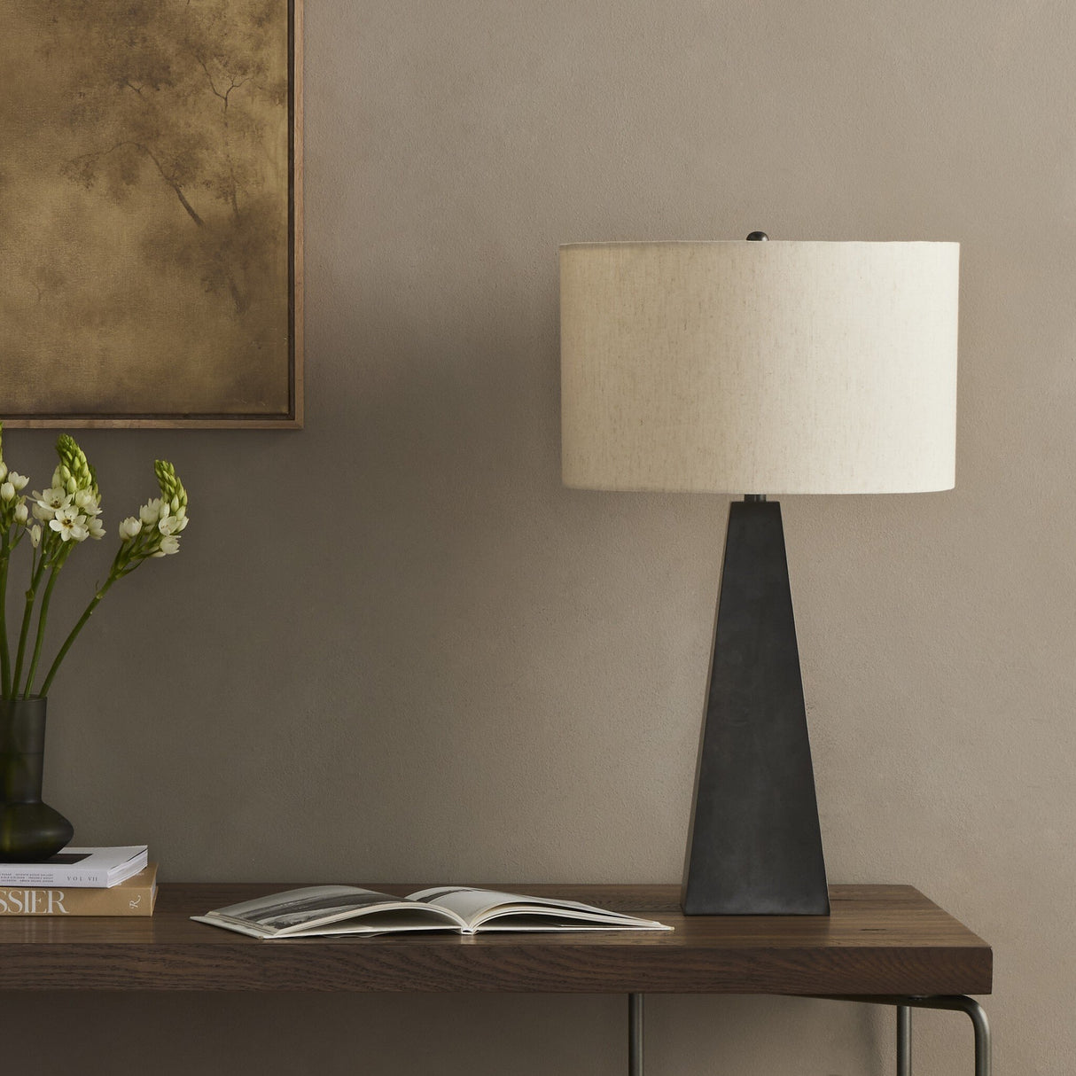 Leander Table Lamp in Dark Antique Pewter from Four Hands - Luna Furniture