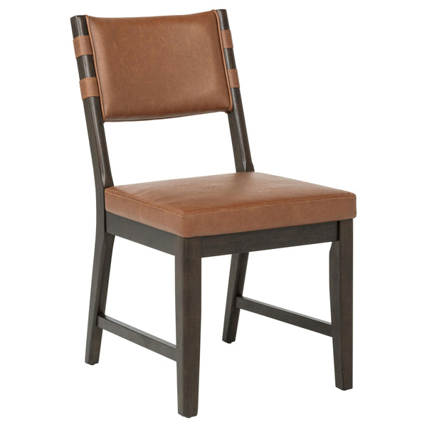 Tegan Cognac Faux Leather Upholstered Dining Side Chair, Set of 2