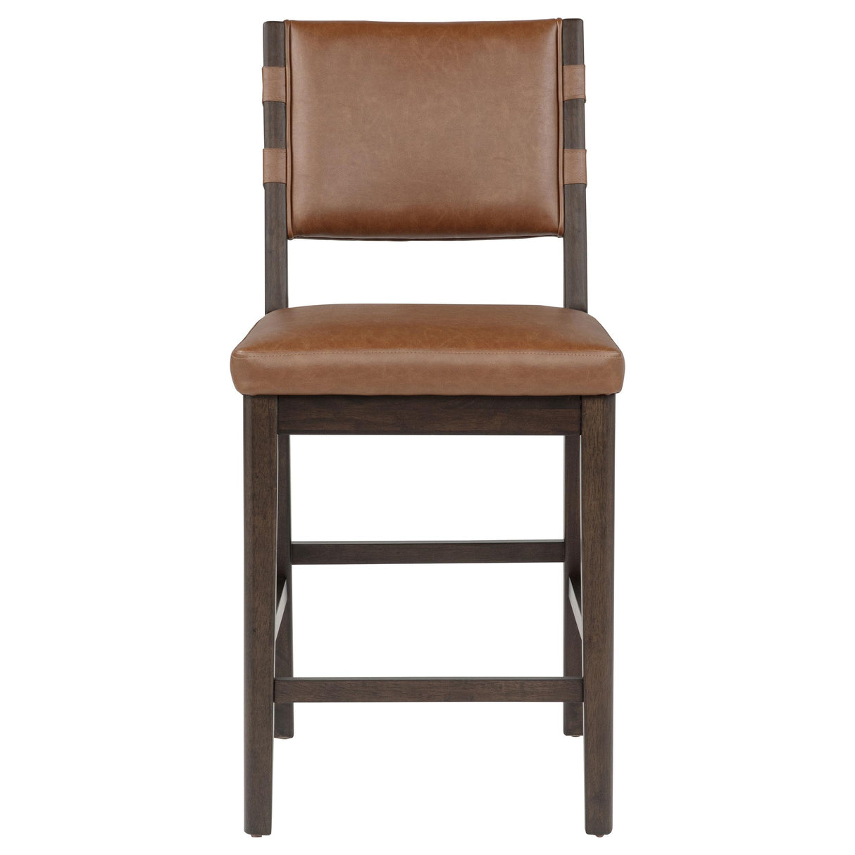 Tegan Cognac Faux Leather Upholstered Counter Height Chair, Set of 2 from Coaster - Luna Furniture