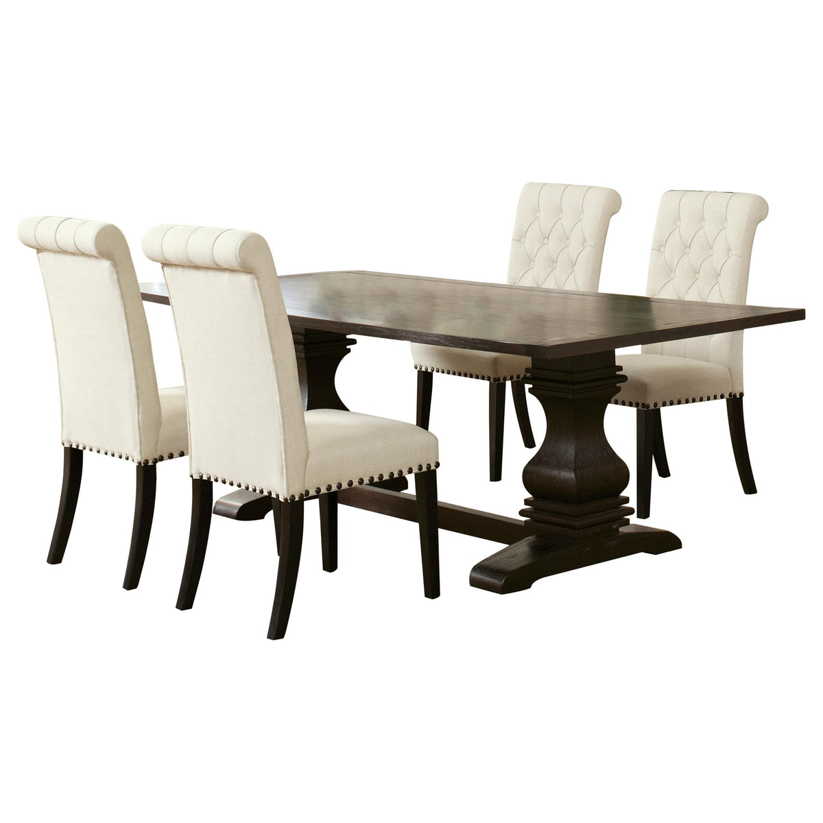Parkins Espresso and White 5-Piece Traditional Rustic Dining Set from Coaster - Luna Furniture