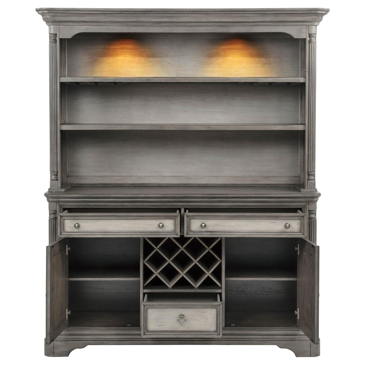 Cresswell Weathered Taupe 2-Door and 3-Drawer Buffet and Hutch from Coaster - Luna Furniture
