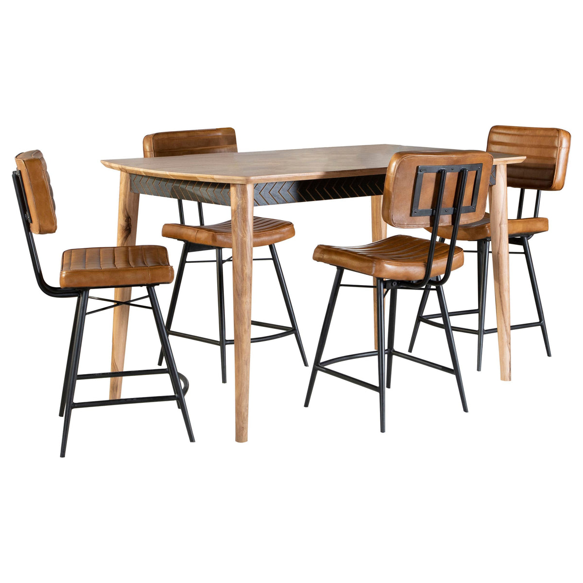 Partridge Natural Sheesham and Camel 5-Piece Rectangular Counter Height Dining Set from Coaster - Luna Furniture