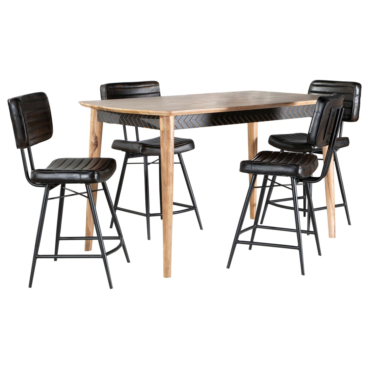 Partridge Natural Sheesham and Espresso 5-Piece Rectangular Counter Height Dining Set from Coaster - Luna Furniture