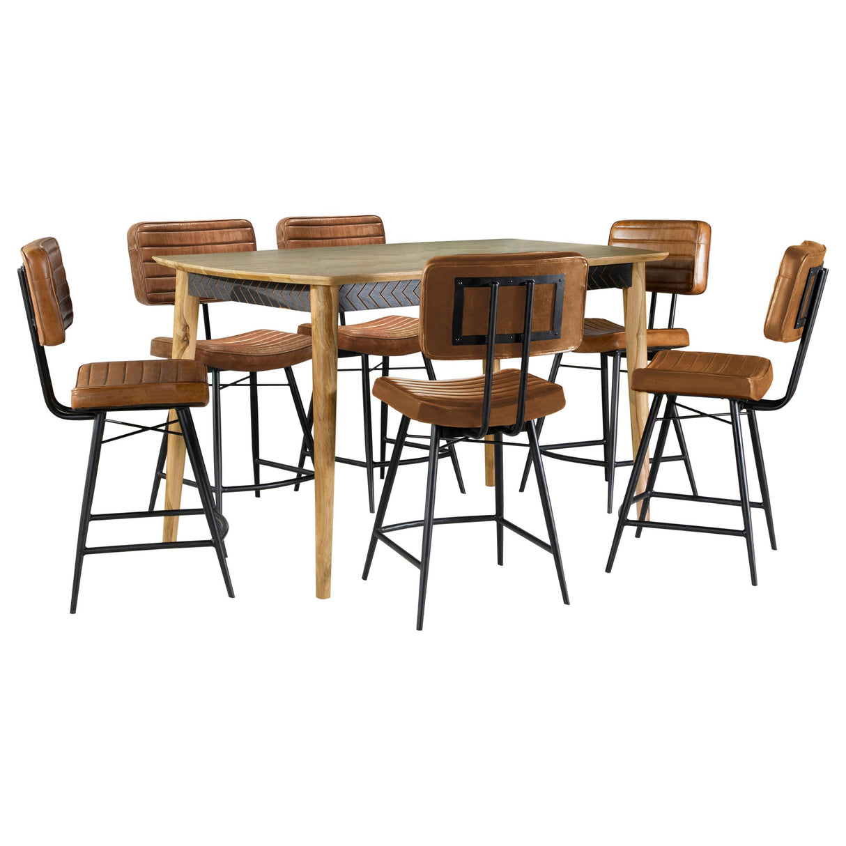 Partridge Natural Sheesham and Camel 7-Piece Rectangular Counter Height Dining Set from Coaster - Luna Furniture
