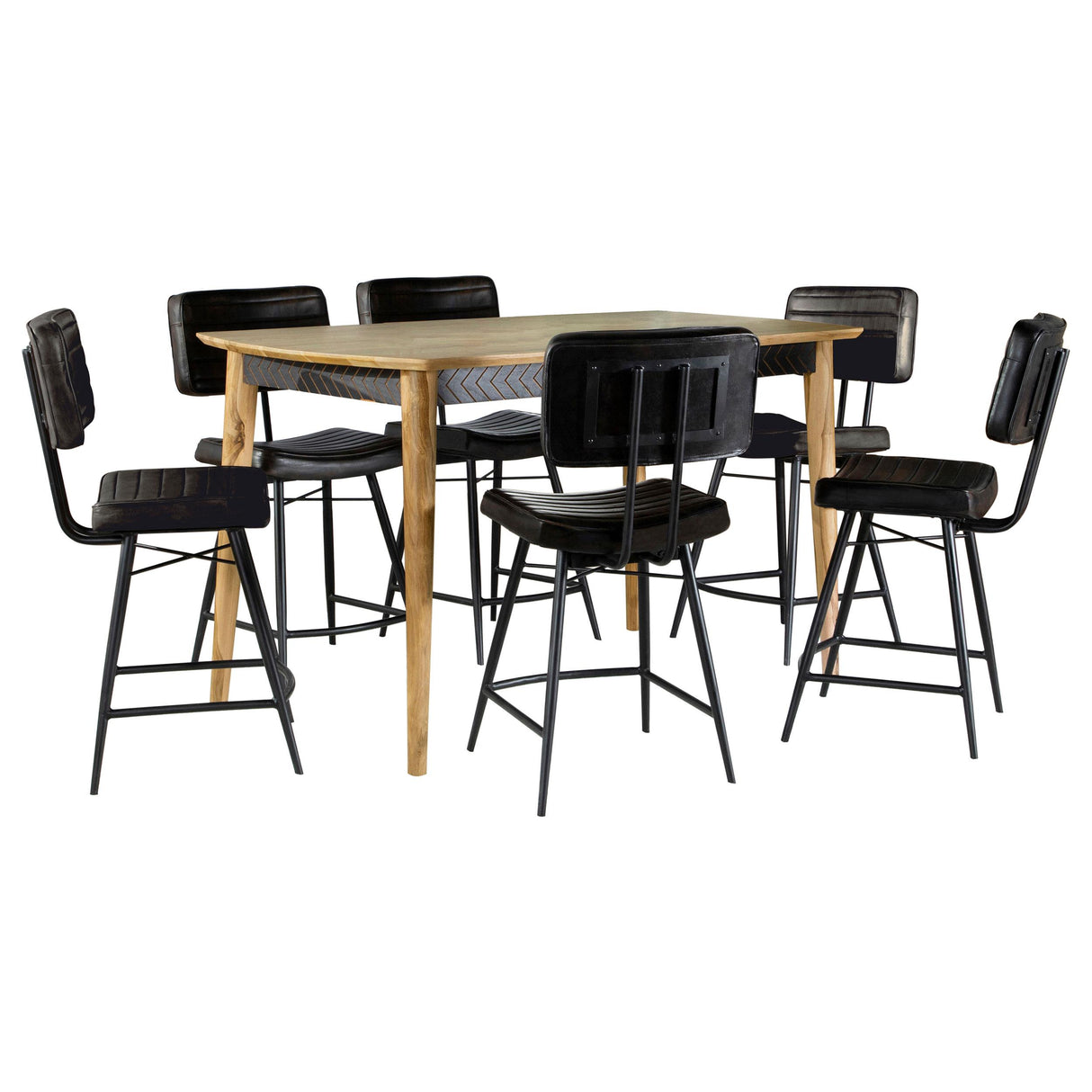 Partridge Natural Sheesham and Espresso 7-Piece Rectangular Counter Height Dining Set from Coaster - Luna Furniture