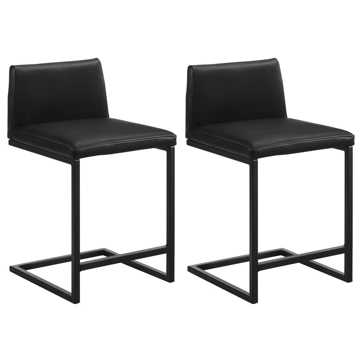 Vardon Black Genuine Leather Counter Height Chair (Set of 2) from Coaster - Luna Furniture