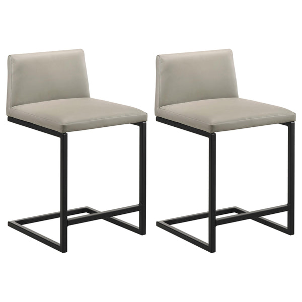 Vardon Tan Genuine Leather Counter Height Chair, Set of 2