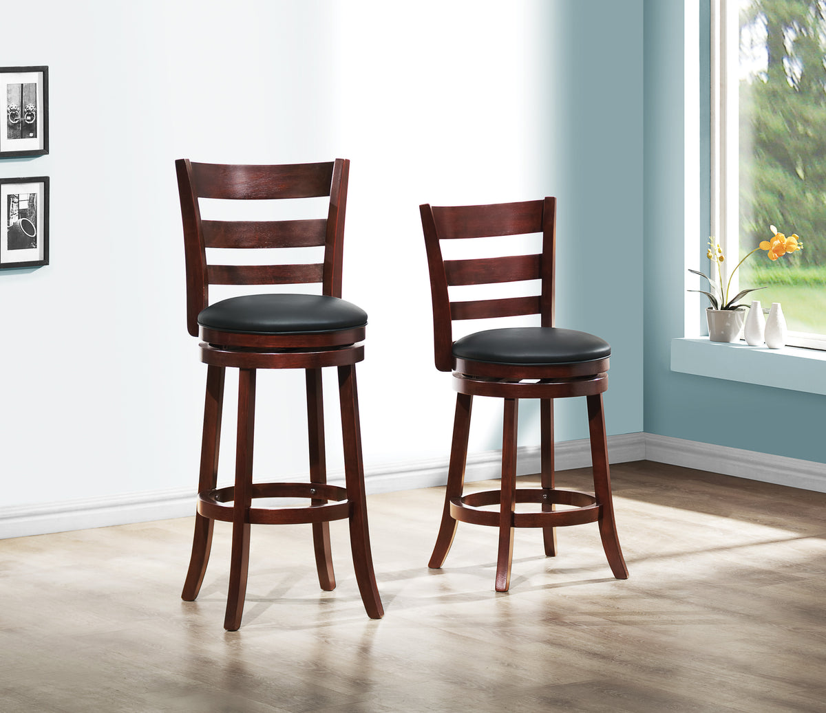 Edmond Dark Cherry/Black Swivel Counter Height Chair