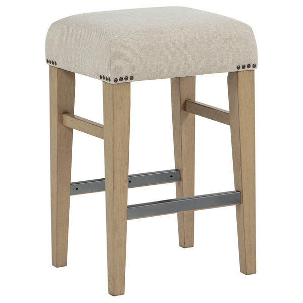 Naser Beige and Light Oak Upholstered Counter Stool, Set of 2
