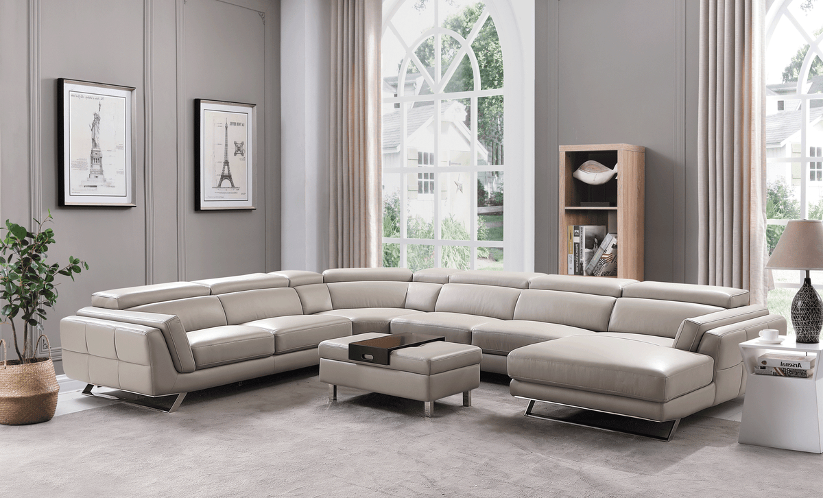 582 Grey/Silver Top-grain Leather RAF Sectional from ESF Furniture - Luna Furniture